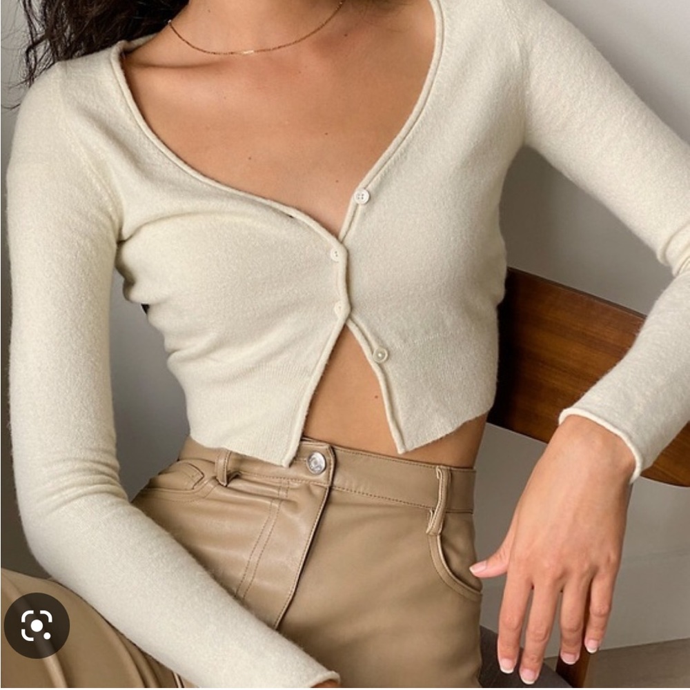 💕Aritzia-Wilfred Santorini Cropped Cardigan,S. New With Tags! Sold Out Color 🌸 - Picture 14 of 16